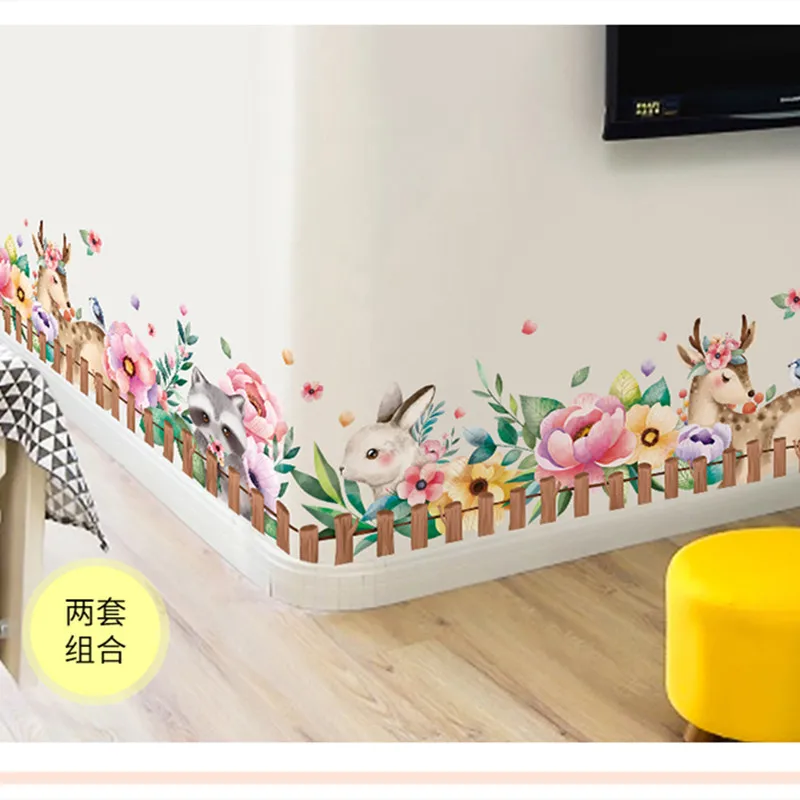 Små, friske decals stue, soveværelse væggen varm baseboard wall stickers til børneværelset søde dyr vægdekoration klistermærker
