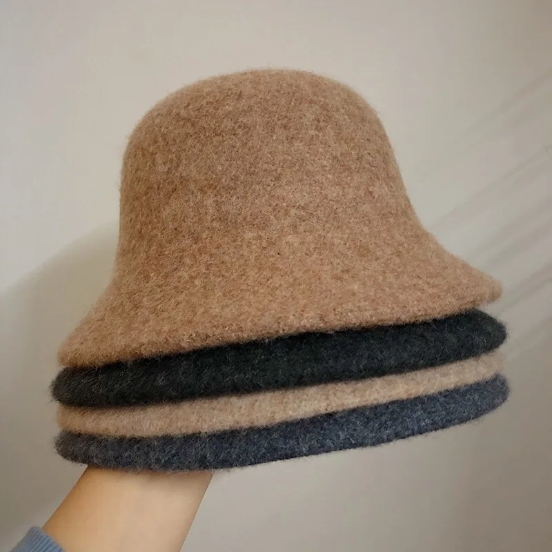 Efterår og Vinter Uld Bucket Hat Kvinder, Mode, Vintage Fisker Hatte Alsidig Cap Foråret Følte, Hat 6 Farver Sammenklappelig gratis fragt