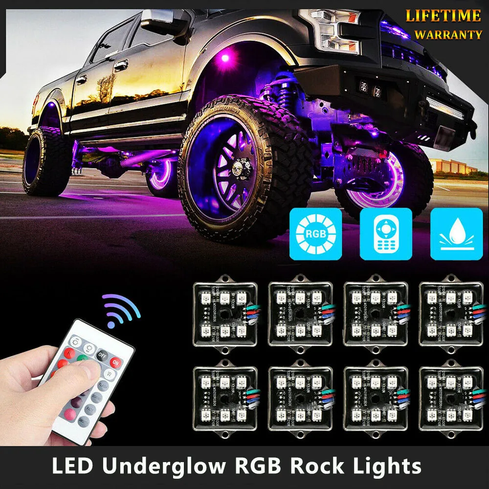 48 LED Underglow RGB Rock Flerfarvet Lys Neon Stribe Lys Kit Flerfarvet SMD5050 Fjernbetjening LED-Lys Til kørsel i offroad-Lastbil
