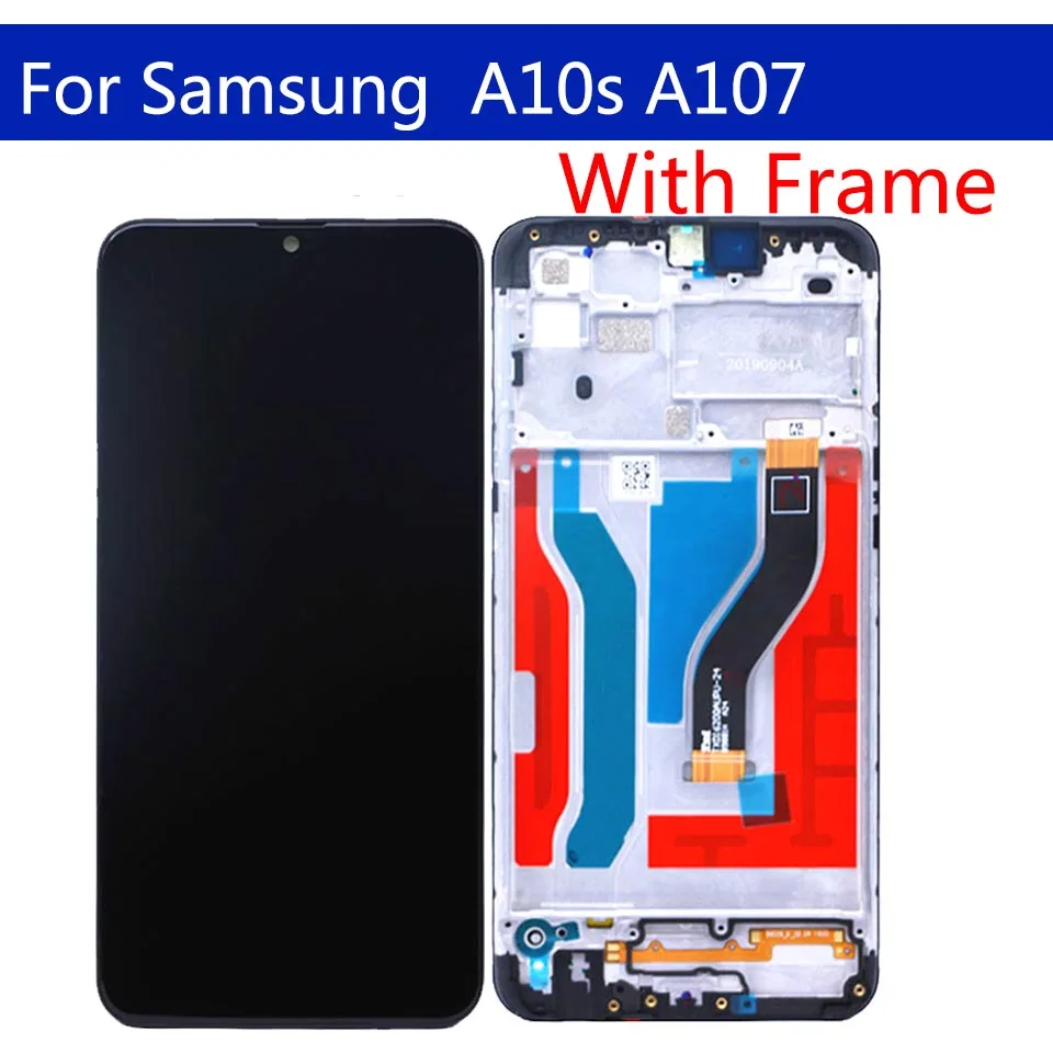 Nye Samsung Galaxy A10s-lcd-Display A107/DS A107F A107FD A107M Touch Screen Digitizer med ramme