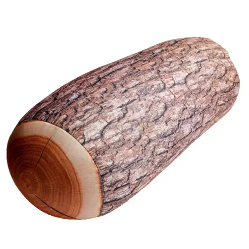 Cylinder Squishy Bløde Mikroperler Styrke Pude 3D Fyrretræ, Træ Stabel Log Blød Pude Tilbage Pad, Home Decor