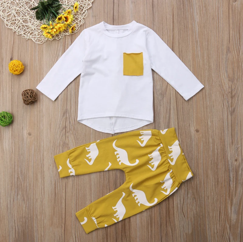Pudcoco OS Lager Barn Børn Baby Dreng Afslappet Tøj, Tøj med Lange Ærmer T-shirt Bukser Sæt 2STK Træningsdragt