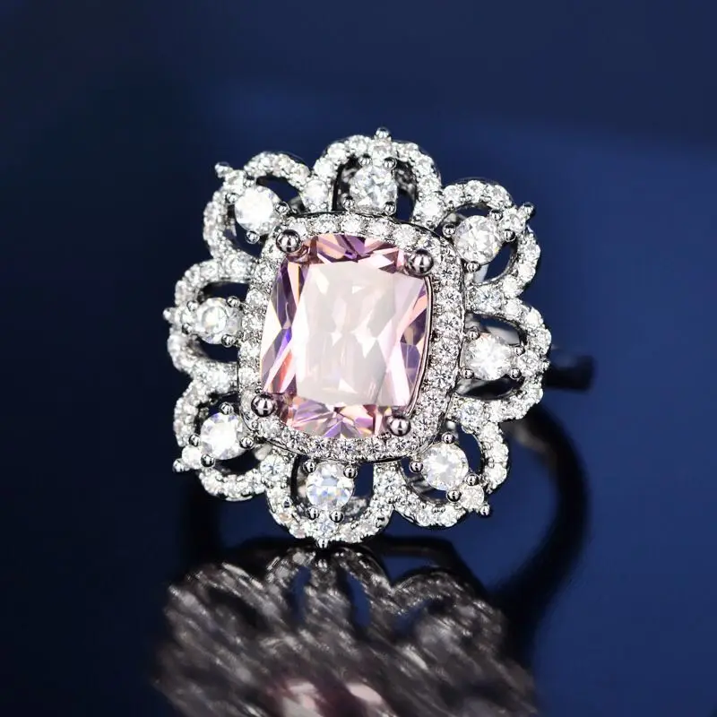 HIBRIDE Classic Mode Vintage Royal Ædle Engagement Ring For Kvinder Cubic Zirconia Banet Blomst Finger Ring Bijoux R-11