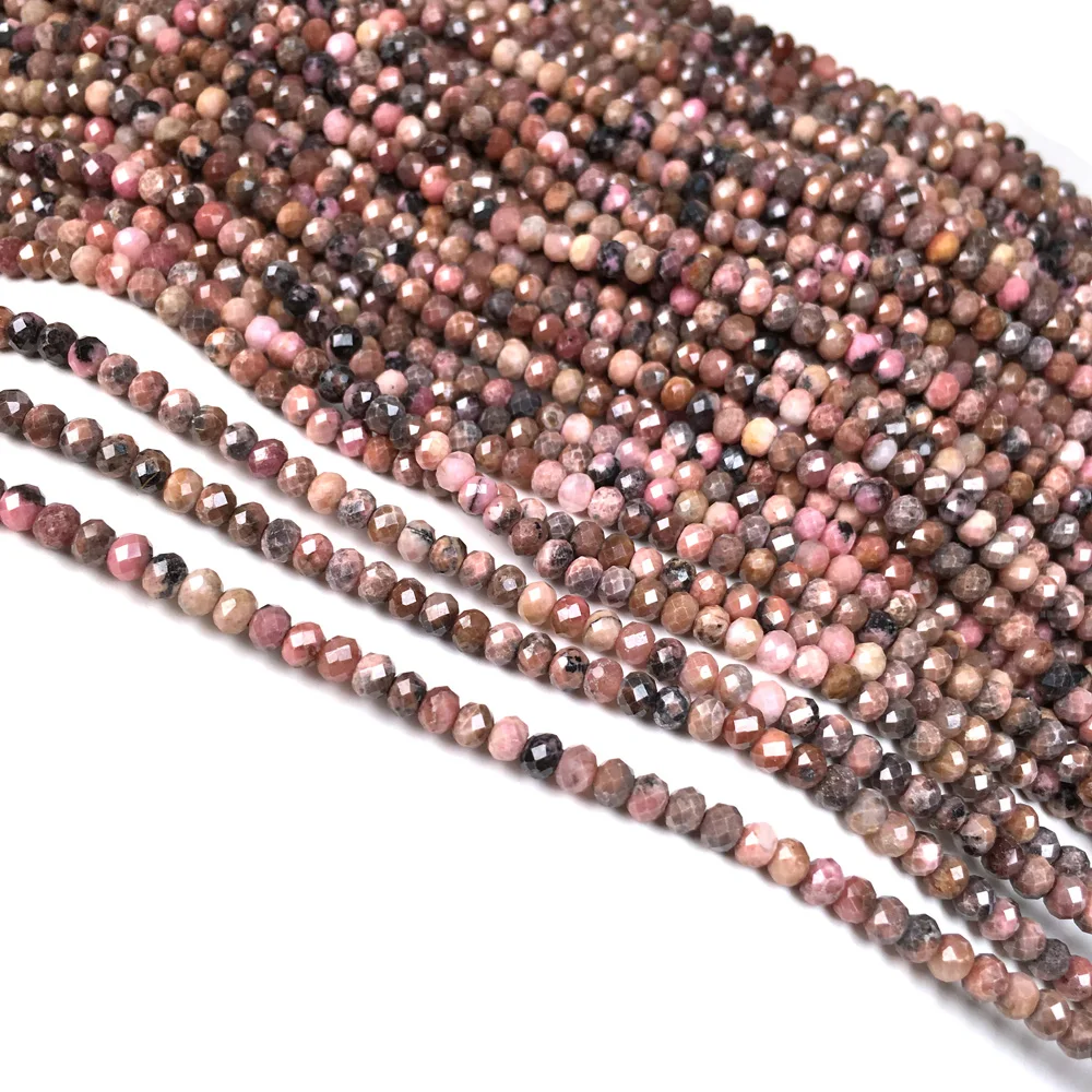 Natursten Facetteret Små Perler Rhodochrosite Løs isolering Perler til smykker at gøre DIY-halskæde og armbånd tilbehør
