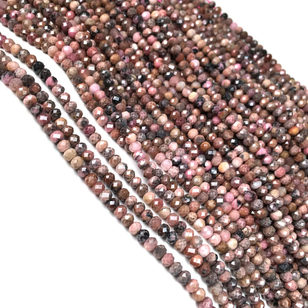 Natursten Facetteret Små Perler Rhodochrosite Løs isolering Perler til smykker at gøre DIY-halskæde og armbånd tilbehør