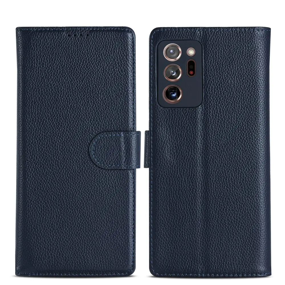 Ægte Læder Flip Case til Samsung Galaxy Note 20 Ultra Tilfælde Litchi Grain Telefon Tasker etuier til Samsung Note20 Ultra Dække