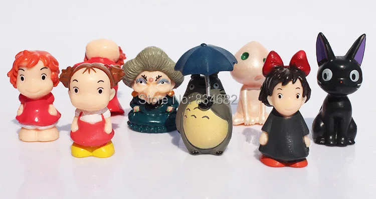 J. G Chen 8stk/set Hayao Miyazaki Animationsfilm Totoro Ponyo KiKis Levering PVC-Model Legetøj Gratis Fragt Filmens Handling Figur