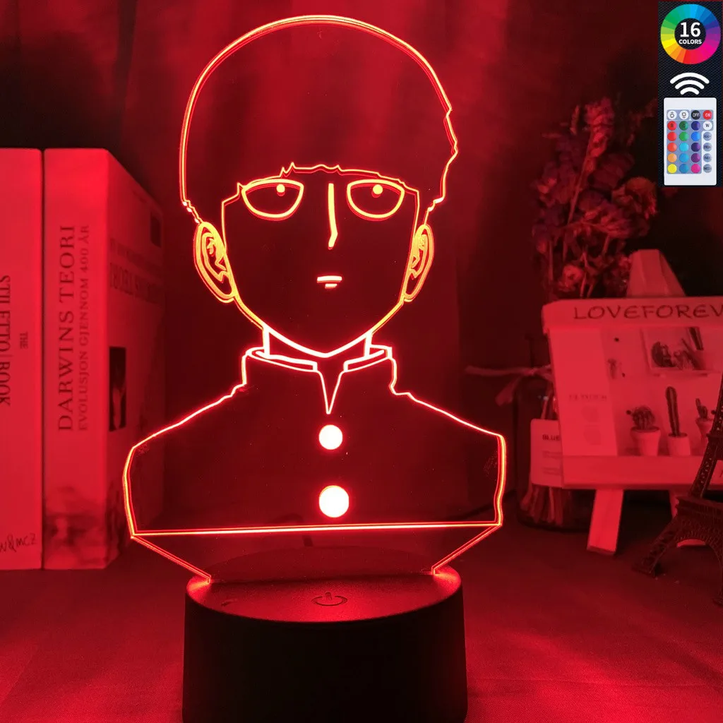 3d-Lampe Animationsfilm Mob Psyko 100 Shigeo Figur Nightlight for Børn Barnets Soveværelse Dekorative Atmosfære Farverige Bord Lampe Usb-Gave