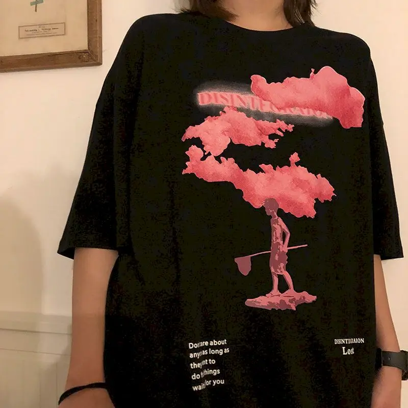 NiceMix 2020 Streetwear Harajuku Tshirt Lyserød Sky Hip Hop T-Shirt Mænd Sommeren Kortærmet T-Shirt I Bomuld Fashion Black Toppe Tee