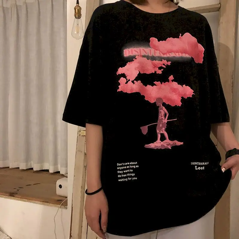 NiceMix 2020 Streetwear Harajuku Tshirt Lyserød Sky Hip Hop T-Shirt Mænd Sommeren Kortærmet T-Shirt I Bomuld Fashion Black Toppe Tee