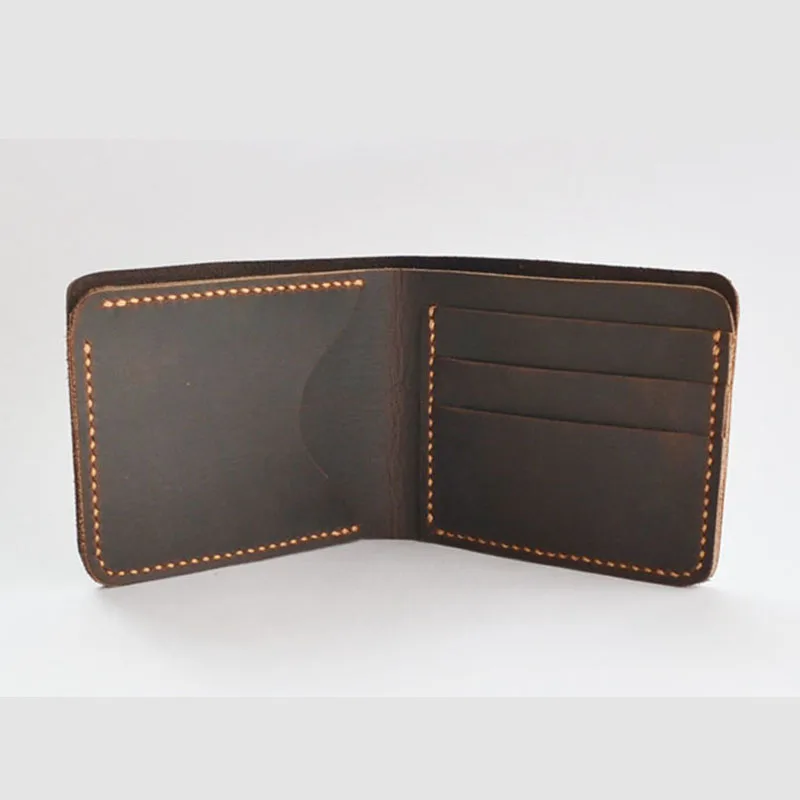Crazy horse mandlige tegnebog vintage slank pung penge luksuriøse designer-kort taske håndlavet i høj kvalitet mænd Multi-Card wallet-Bit