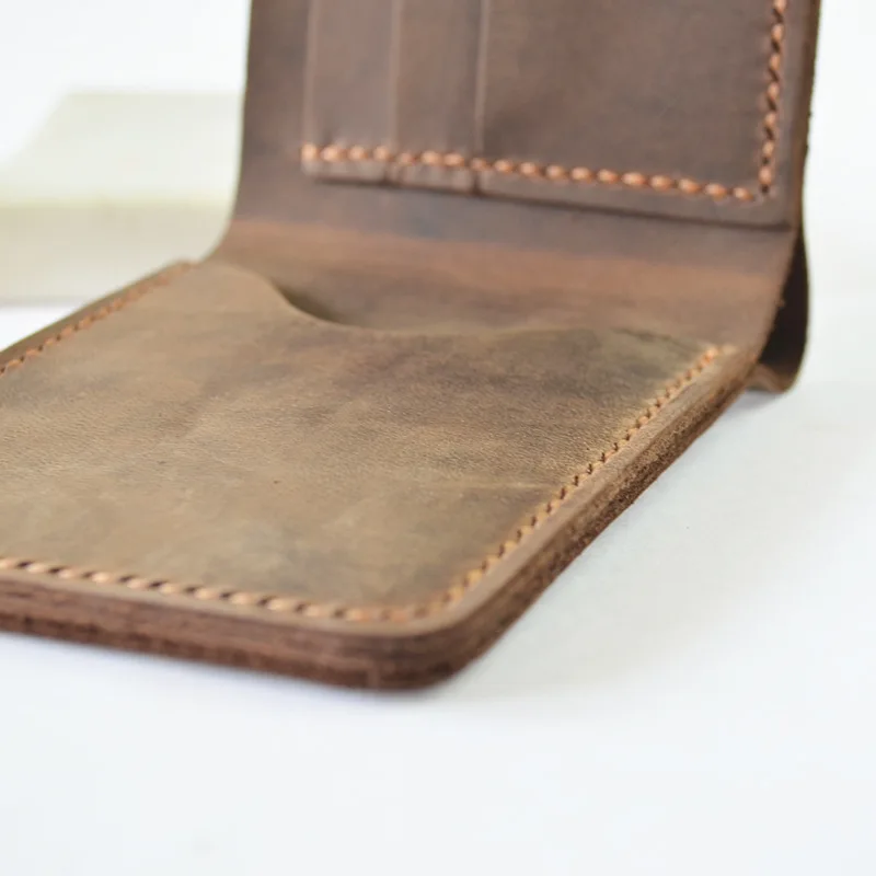Crazy horse mandlige tegnebog vintage slank pung penge luksuriøse designer-kort taske håndlavet i høj kvalitet mænd Multi-Card wallet-Bit