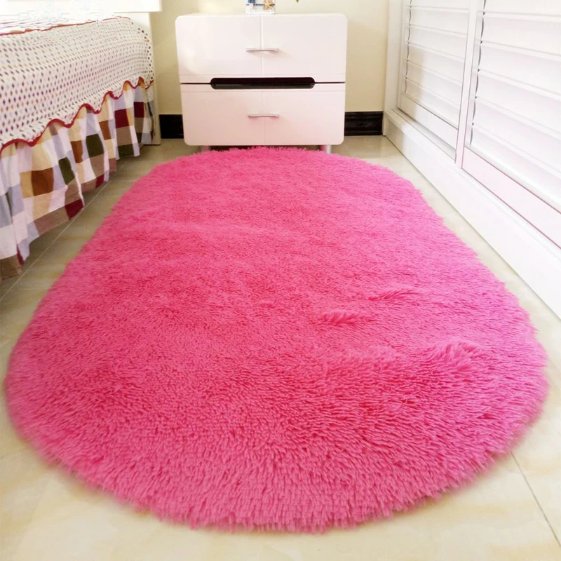 Sød oval seng måtte med hjem fortykket hår børneværelse gennemgang stue, soveværelse fuld af sofabord tatami Pink Tæppe