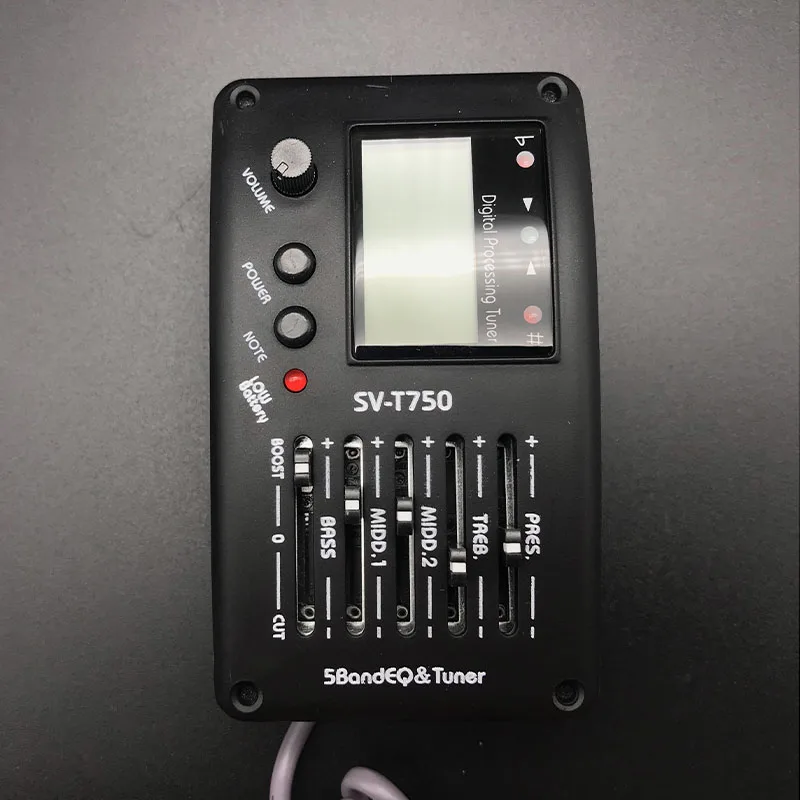 SV-T750 5 Band Akustisk Guitar EQ Equalizer med Tuner Guitar Piezo Pickup EQ Preamp med Digital Procedding Tuner Tilbehør