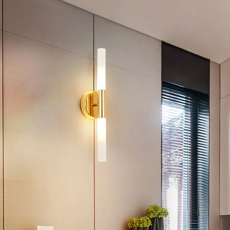 Moderne Metal Rør Rør LED væglampe Guld Wall Sconces Soveværelse lamper, Vaskerum, Stue, Toilet, Badeværelse Spejl Lys