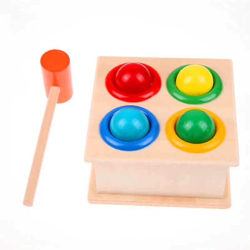 Baby Pædagogisk Legetøj i Træ Hamre Bolden med Hammer Boksen Farve Kognitive Matchende Toy Børn for Tidligt at Lære Toy Xmas Gave