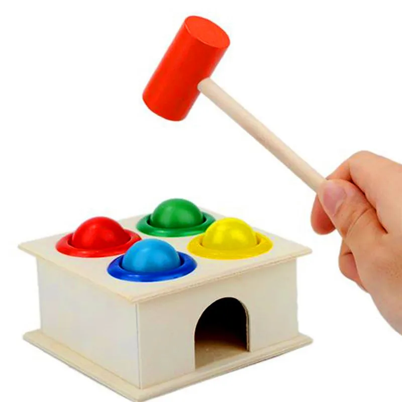 Baby Pædagogisk Legetøj i Træ Hamre Bolden med Hammer Boksen Farve Kognitive Matchende Toy Børn for Tidligt at Lære Toy Xmas Gave