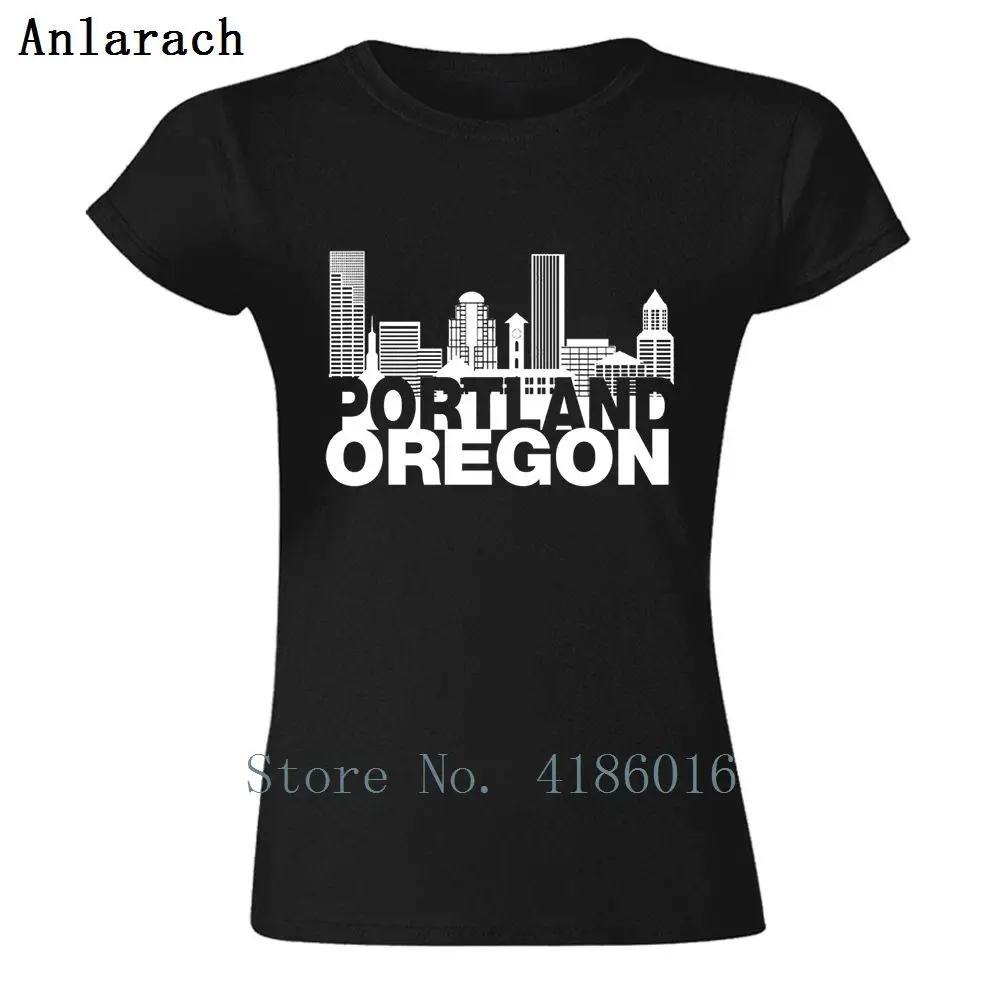 Personlig Kvinder T-Shirt Med Grafisk Portland Oregon Skyline T-Shirt Normal Bomuld Kortærmet Tshirt Til Sommer Stil