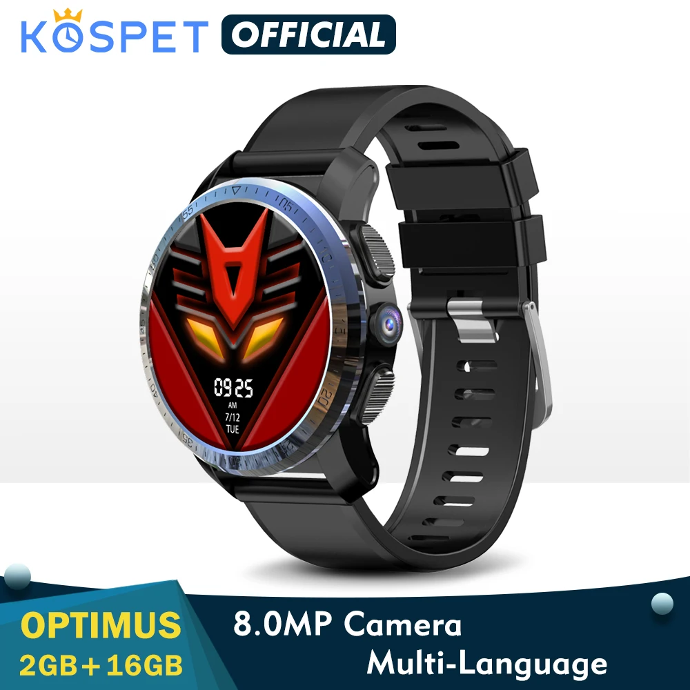 KOSPET Optimus 2 GB 16 GB Smartwatch GPS WIFI Kamera Vandtæt Dobbelt-Systemer 800mAh 4G Android Smart Ur Til Mænd Xiami IOS Telefon