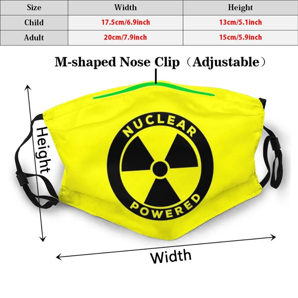 Atomdrevne Voksne Børn Anti Dust Filter Diy Maske Atomkraft Nuke Nukleare Radioaktivt Biohazard Tema Gul Videnskab