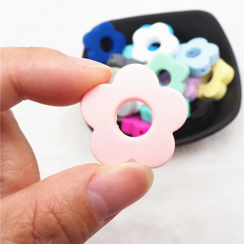 Chengkai 10stk Silikone Blomst Bidering Perler DIY Baby Brusebad Begyndervanskeligheder Montessori Sensorisk Legetøj, Sut, Smykker, Lave Perler