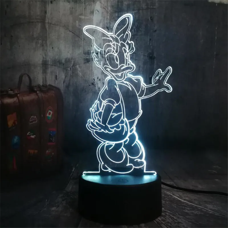 Disney LED Anders And, andersine 3D-Lampe Anime Tegnefilm Nat Lys Soveværelse Indretning Lampara Kid Baby Xmas Gave Belysning Sød Lampe