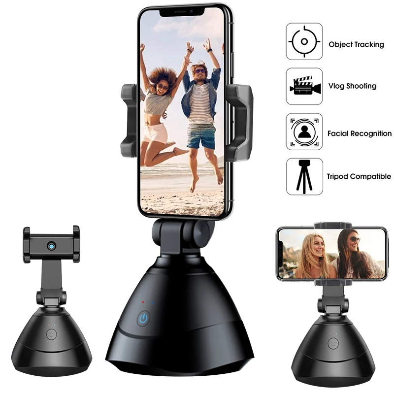 Alt-i-et Selfie Video Smart Optagelse Kameraet Automatisk Ansigt Objekt Tracking 360°Horisontal Rotation Telefon Mount Stabilisator