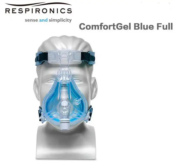 Comfortgel Blå Full Face-Maske-Mund, Næse, Fuld Mask Vejrtrækning Apparat Til Søvnapnø Nasal Anti Snorken