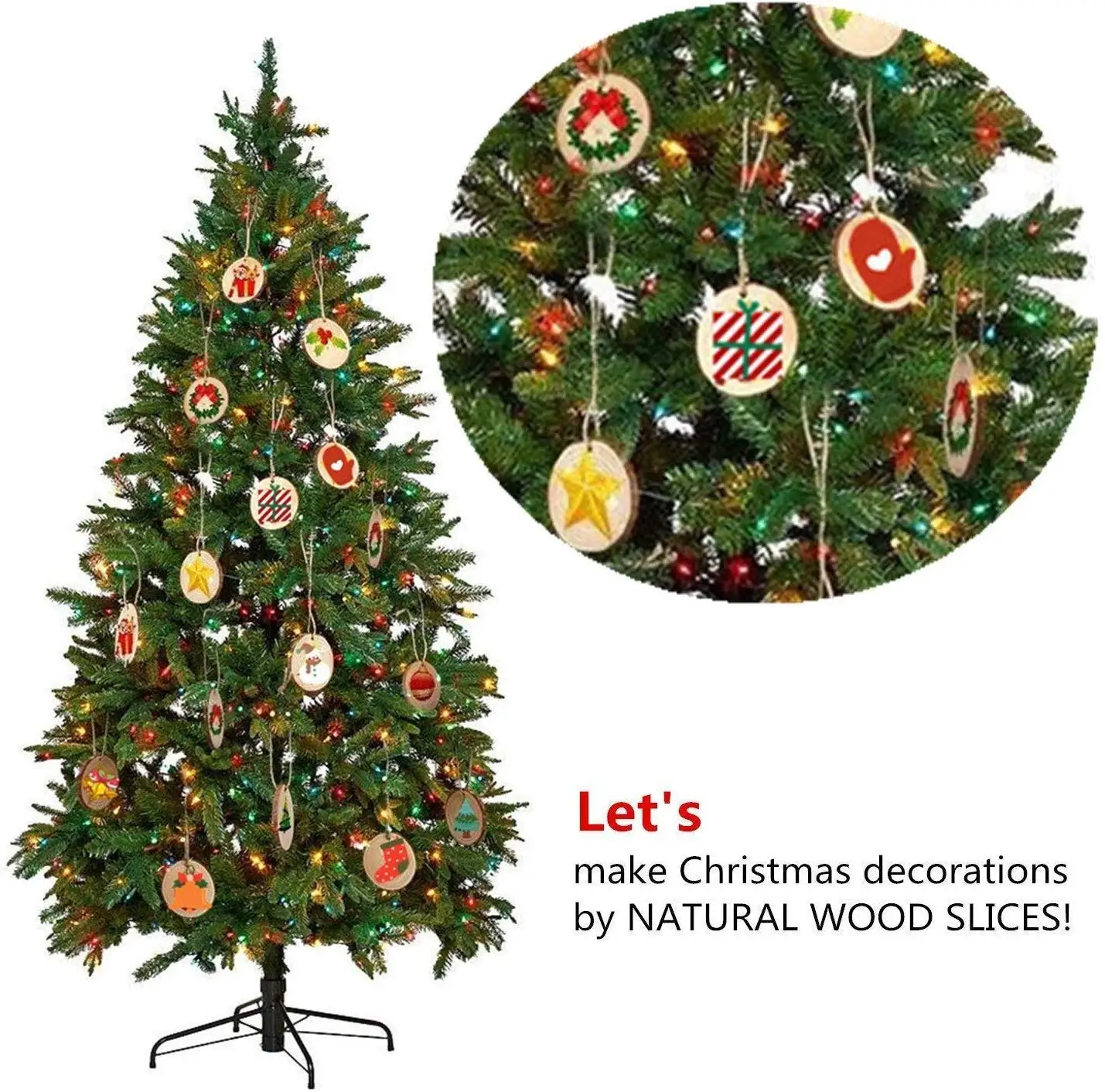 50stk Naturlige Runde Træ Skiver Cirkel Træ, Bark Log 2-9cm Træ-Kredse for DIY Håndværk Bryllup Dekorationer, julepynt