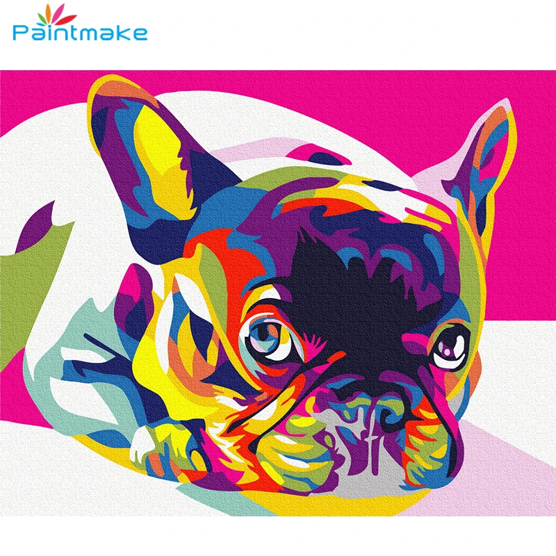 Paintmake Farve Dyr DIY Maling Af Numre mops-hunde-og Olie Maling på lærred Til Hjemmet udsmykning Væg Kunst Billedet Børn