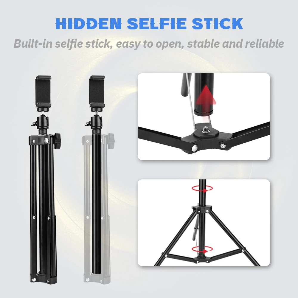 Fotografering Stativ Lys Stå 2in1 Selfie Stick Monopod Stativ med Phone Clip til Foto-Studio Video Flash Belysning Tilbehør.