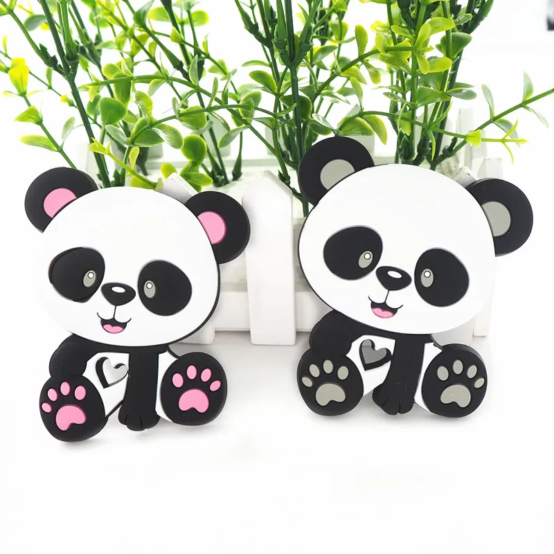 Chenkai 10stk Silikone Panda Bear Bidering DIY Baby Tygge Vedhæng Sygepleje Sensoriske Begyndervanskeligheder Sut Dummy Smykker Dyr Toy