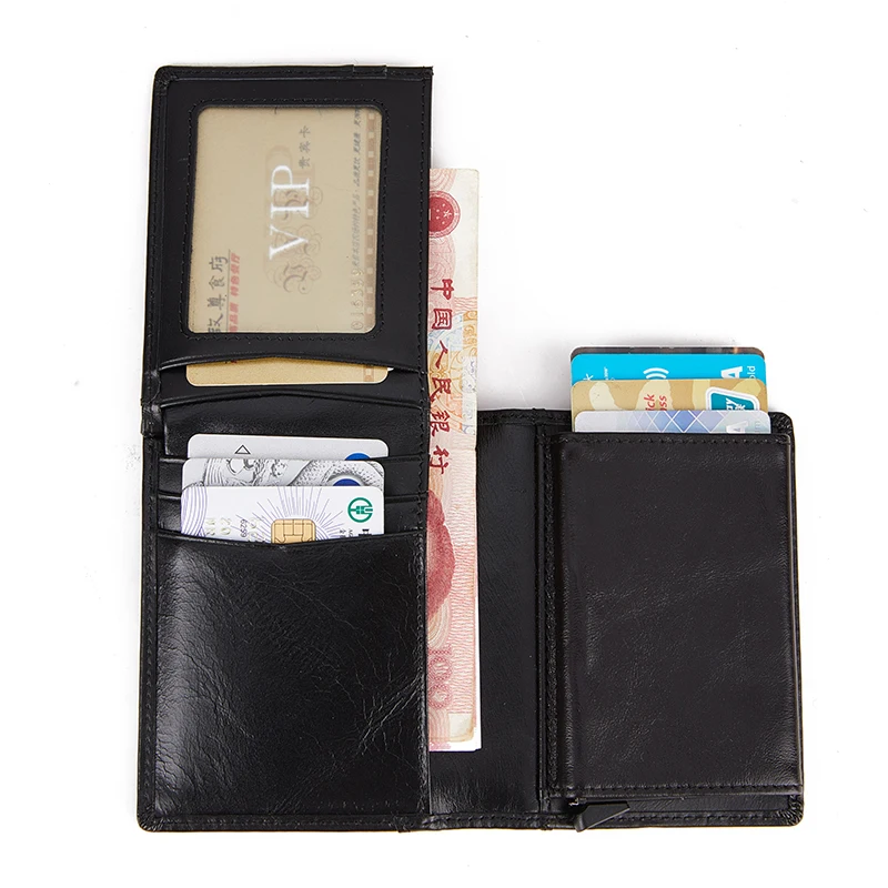 2019 Anti-tyveri Mænd Vintage Kreditkort Indehaveren Blokerer Rfid-Wallet Læder Unisex Sikkerhed Oplysninger Aluminium Metal Taske