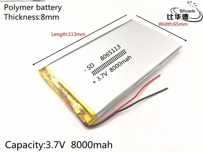 8065113 3.7 li-polymer batteri 8000mAh Lithium LiPo 3,7 v 8ah genopladeligt batteri
