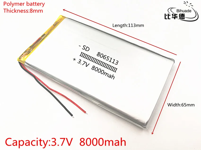 8065113 3.7 li-polymer batteri 8000mAh Lithium LiPo 3,7 v 8ah genopladeligt batteri