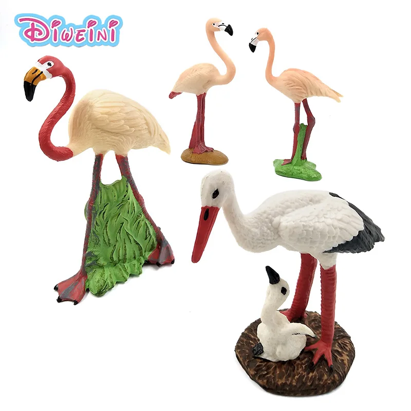 Kawaii Simulering Skov Flamingo Tal Dyr Model fugl Figur fe PVC-Plast håndværk Dekoration statue toy Gave Til Børn