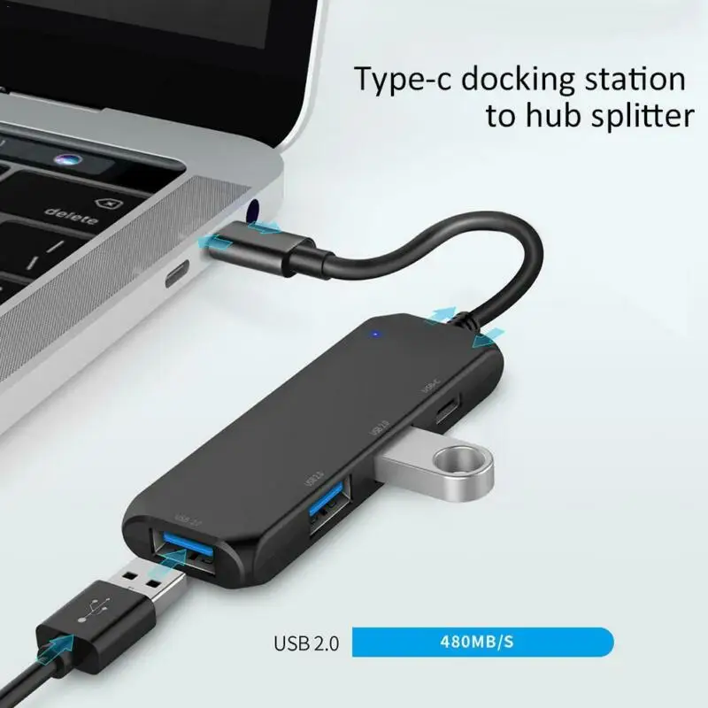 USB-C-HUB Type C til 4K HDMI-Hub USB 3.0 USB2.0-Adapter Micro-USB-Opladning Port til MacBook Pro Samsung Galaxy S8 Huawei P20 Pro