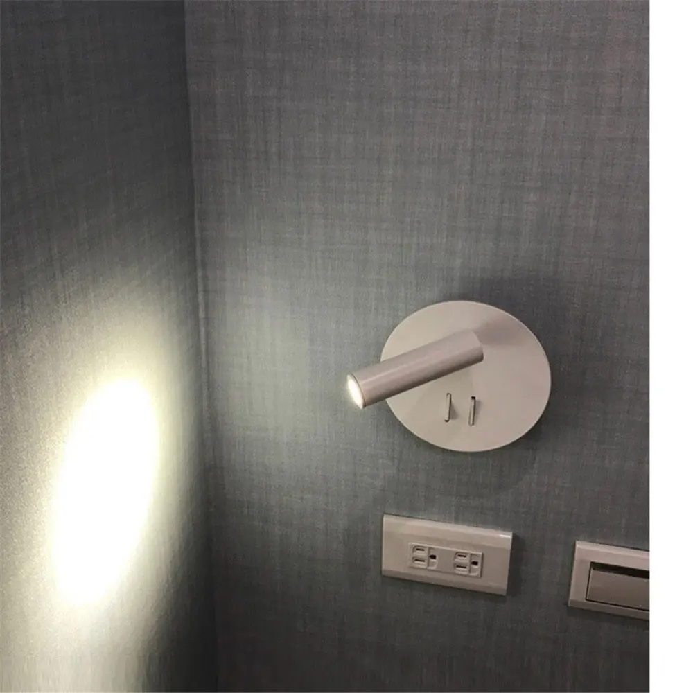 3W 8W væglampe baggrundslys 350 graders rotation justerbare vægbeslag lampe hotel soveværelse bedside-undersøgelse læsning sconce lampe Med skifte