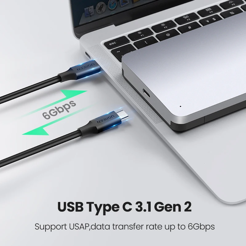 Ugreen HDD Tilfælde 2.5 6 gbps SATA til USB-C 3.1 Gen 2 Ekstern Harddisk Box Aluminium HD For Sata-Harddisk-SSD HDD Kabinet