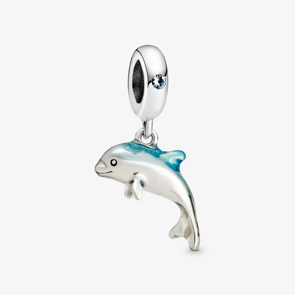 Nye HOT 925 Sterling Sølv Flimrende Dolphin Heart Charm Perle Passer Oprindelige Pamura Armbånd Halskæde 2020 Nye Ankomst Smykker