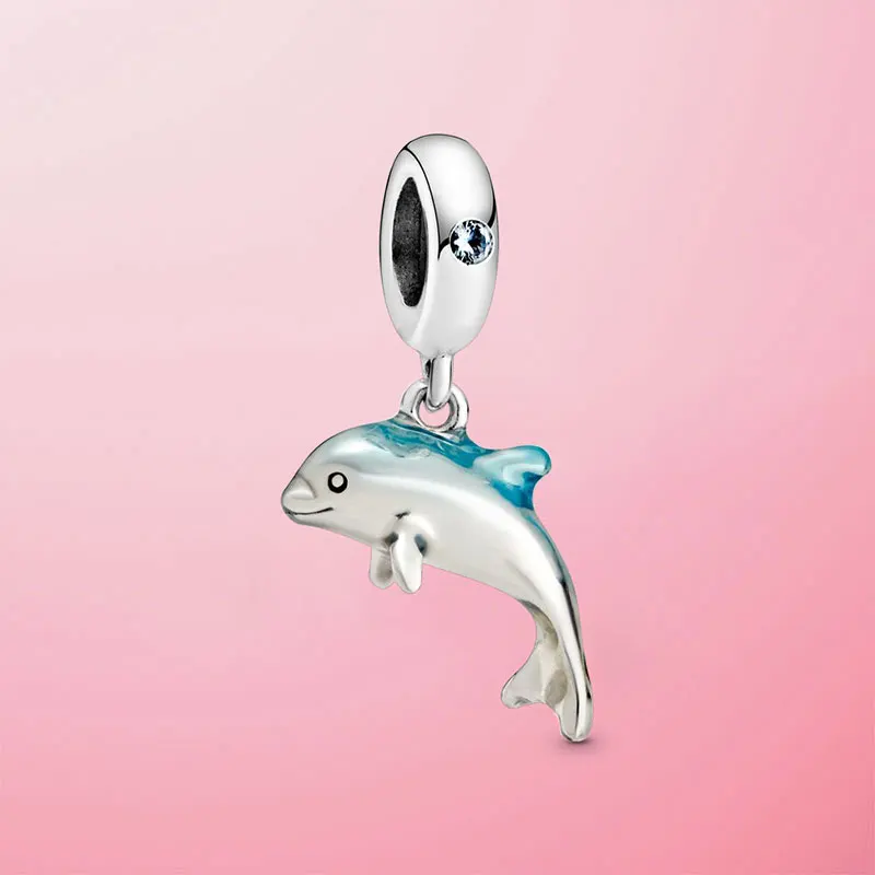 Nye HOT 925 Sterling Sølv Flimrende Dolphin Heart Charm Perle Passer Oprindelige Pamura Armbånd Halskæde 2020 Nye Ankomst Smykker