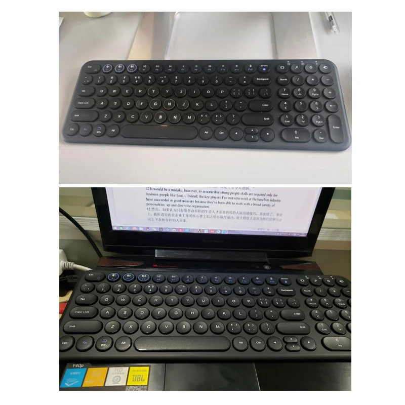 B. O. W Genopladelige Bluetooth-Mus og Tastatur (Multi-Enheder at oprette forbindelse, Runde og Roligt 96 Tasterne for at Skrive Computer Trådløse Tastatur
