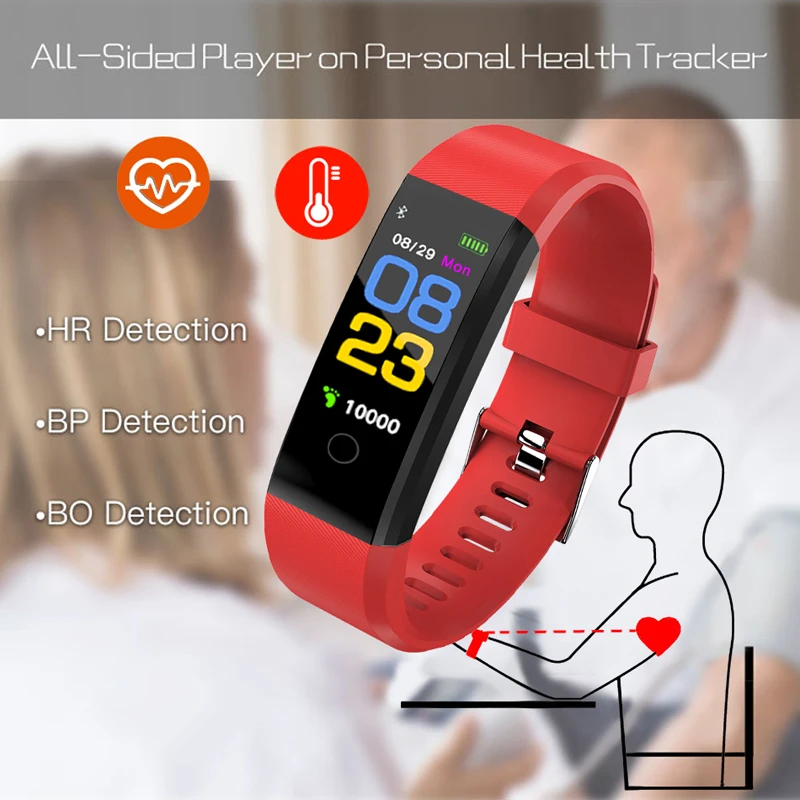 115 Plus Bluetooth Smart Ur Pulsmåler Smart Ur Fitness Tracker Armbånd Vandtæt Smart Armbånd