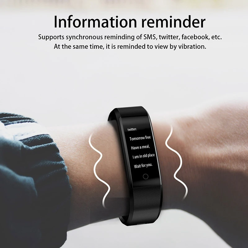 115 Plus Bluetooth Smart Ur Pulsmåler Smart Ur Fitness Tracker Armbånd Vandtæt Smart Armbånd