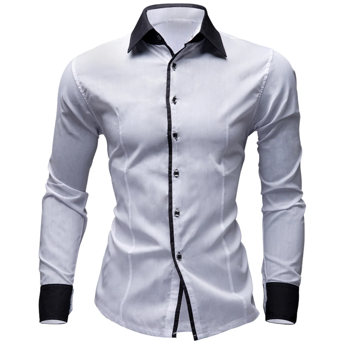 8 farver herre shirts mode 2018 foråret lange ærmer tuxedo skjorte slim fit stribet mænd shirt i bomuld størrelse 2xl