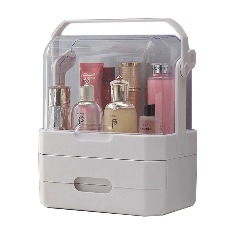 Stor Bordplade Kosmetik/Makeup Organizer Portable Støvtæt Makeup Box til Læift/hudpleje Produkter Badeværelse Kosmetiske Indehaver