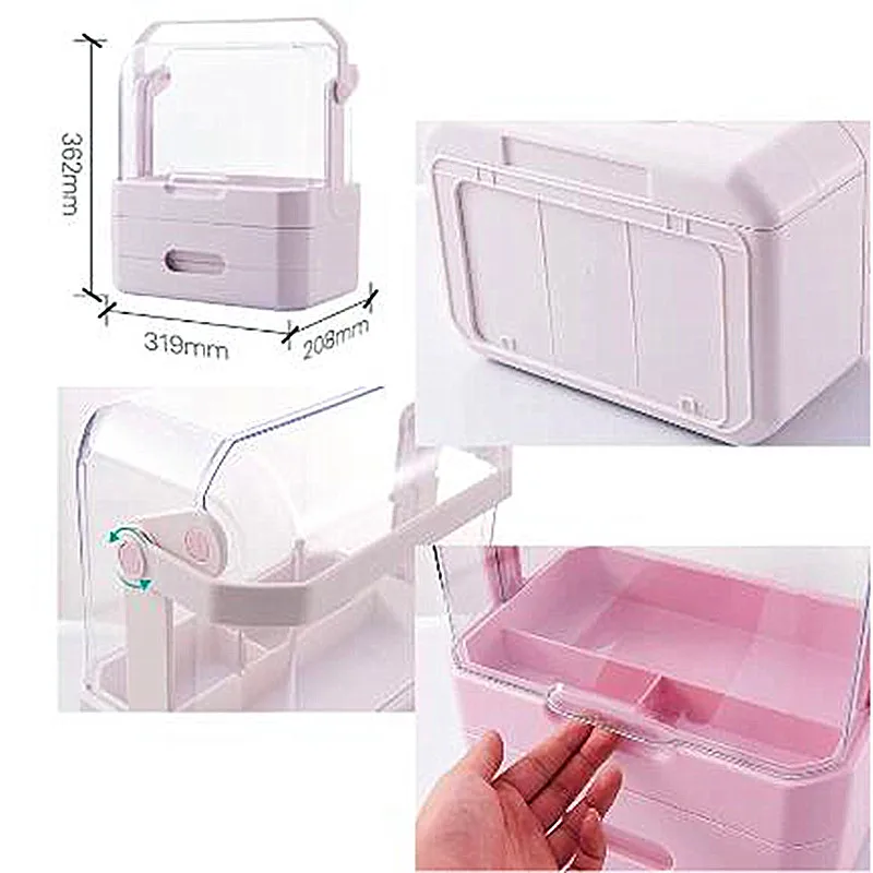 Stor Bordplade Kosmetik/Makeup Organizer Portable Støvtæt Makeup Box til Læift/hudpleje Produkter Badeværelse Kosmetiske Indehaver
