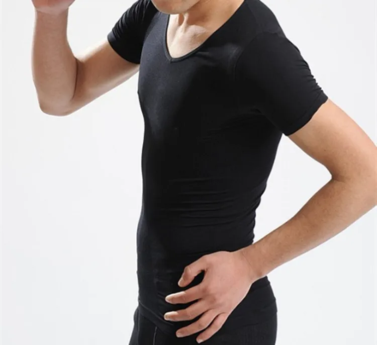 Skjorte kropsholdning corset homme hurtig tør tights åndbar maven slankende body shaper mandlige komprimering nylon spandex shapewear