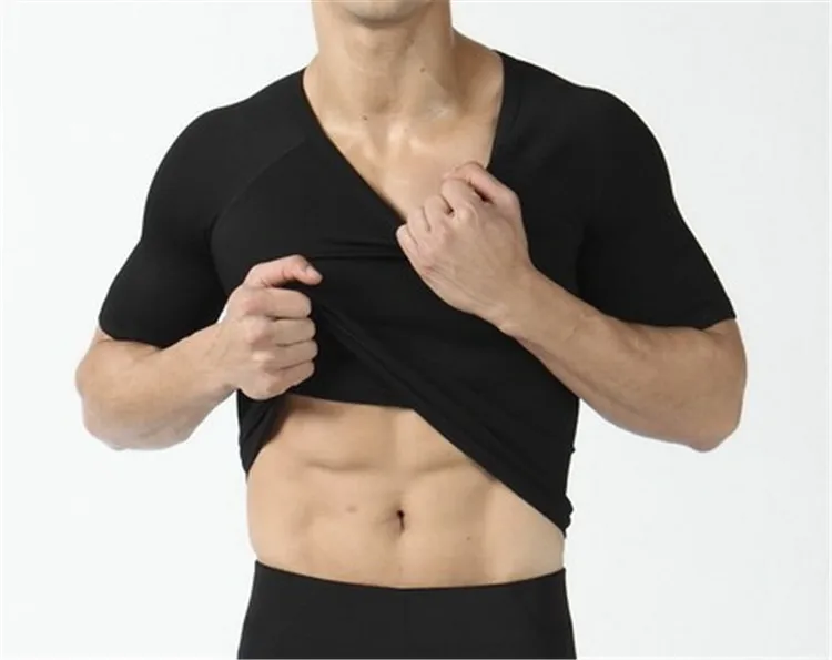 Skjorte kropsholdning corset homme hurtig tør tights åndbar maven slankende body shaper mandlige komprimering nylon spandex shapewear