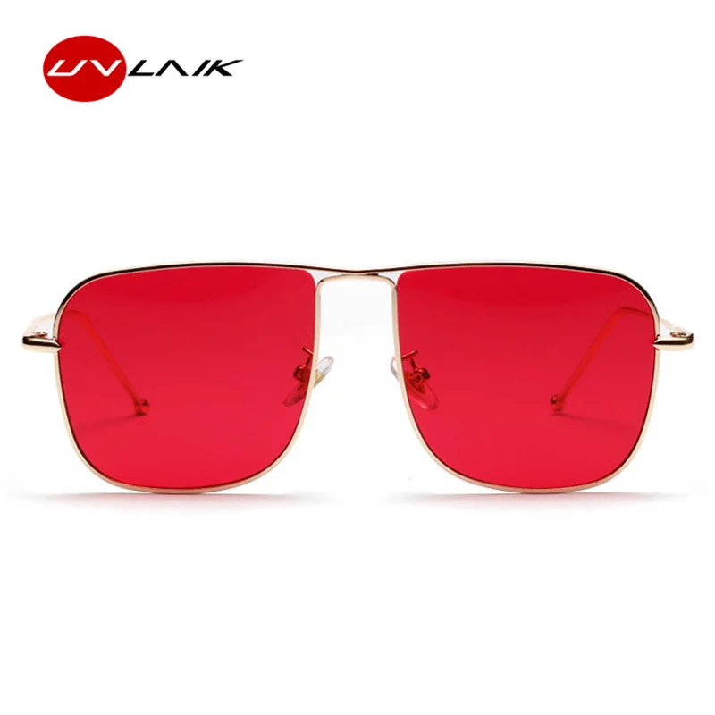 UVLAIK Retro Overdimensionerede Solbriller Kvinder Luksus Mærke Metal Sol Briller Damer Vintage Stor Ramme Solbrille Rød Sort Pink Farve